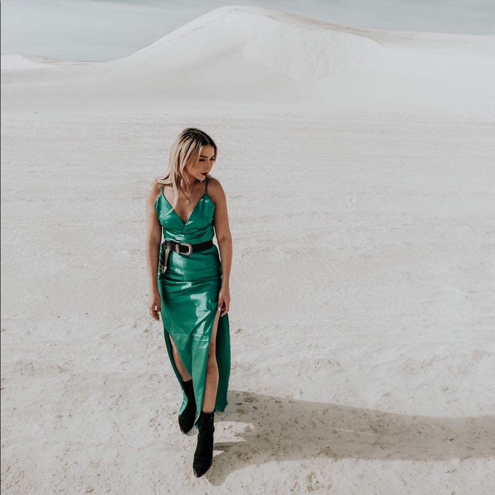 Emerald green maxi slip dress